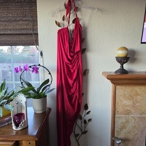 Vibrant Red Ruched Dress